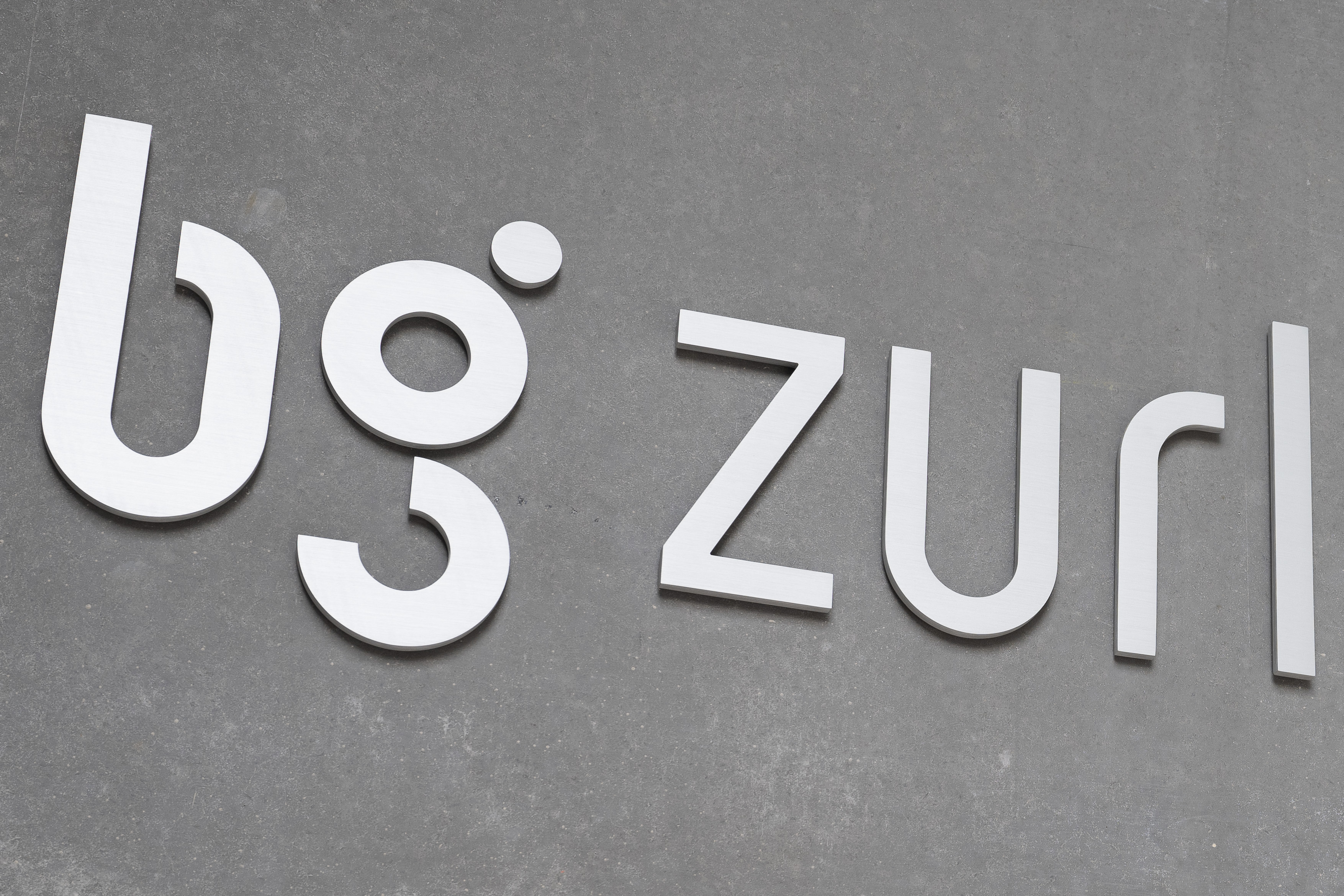 Schrift Geschäftsstelle Baugenossenschaft Zurlinden Alu natureloxiert