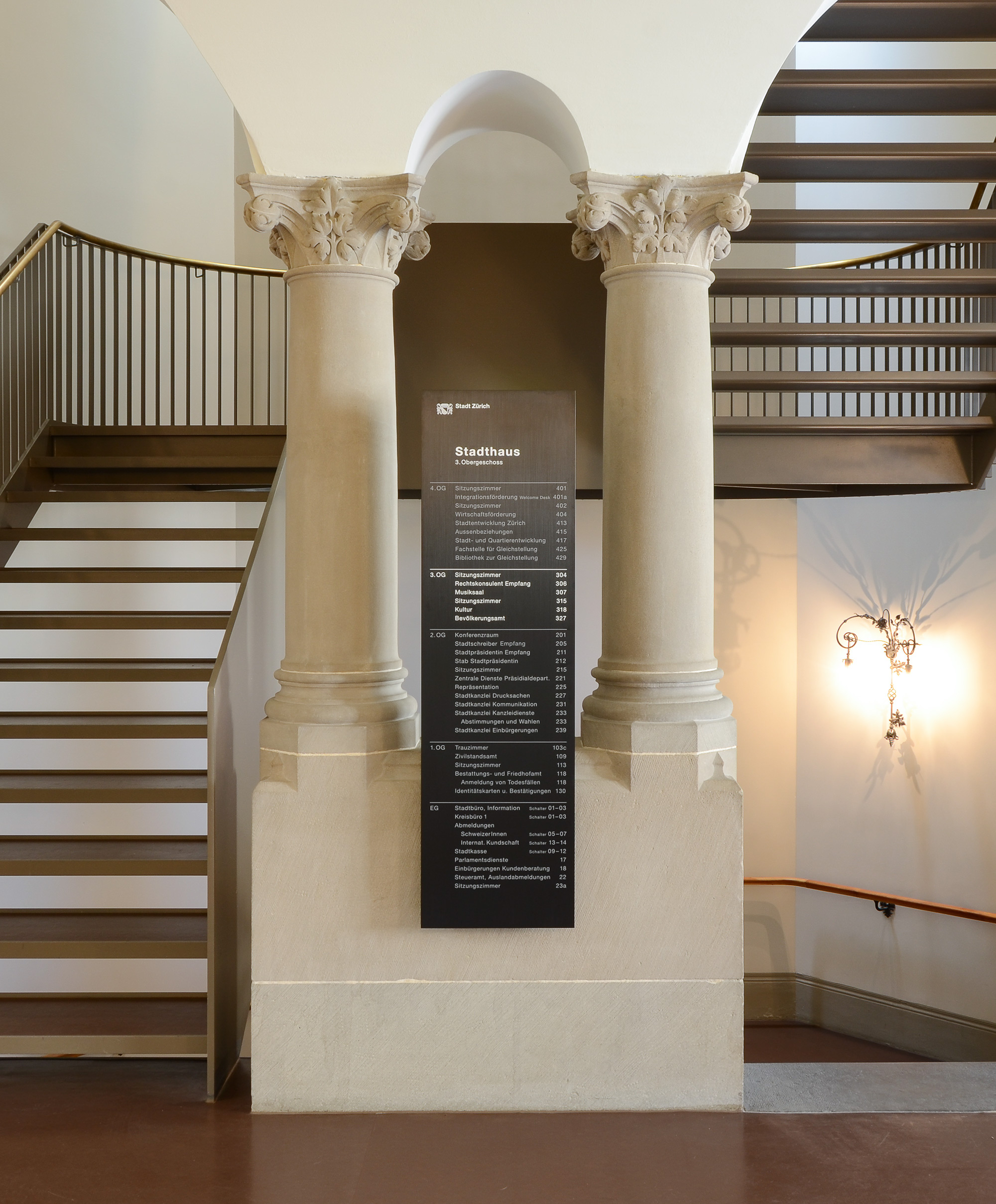 Signaletik Stadthaus Zürich Übersicht
